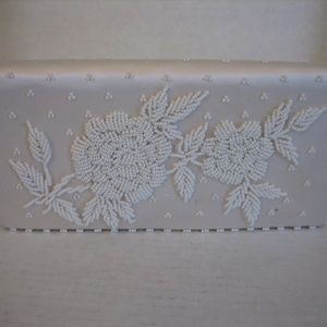 Vintage Fortune White Satin & Seed Beads Evening/Clutch Handbag Purse Pre-Owned